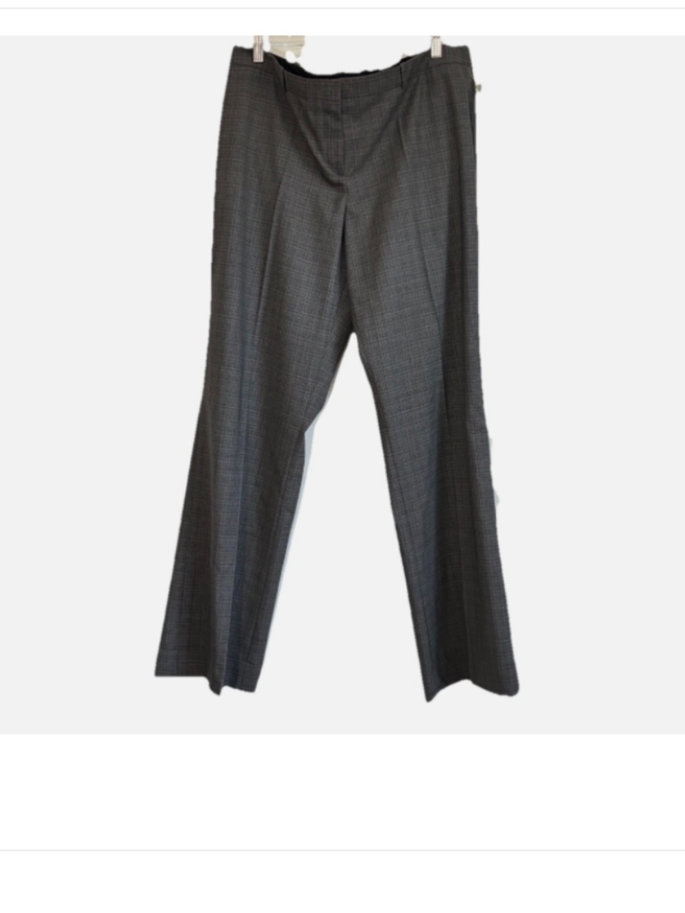 BOSS Woman Virgin Wool Blend Plaid Flared Trousers Size: 12